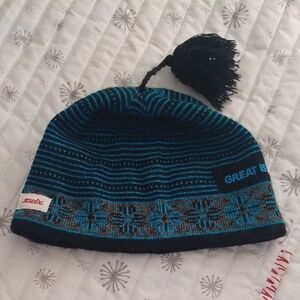 Swix Blue and Black Knit Beanie with Tassel